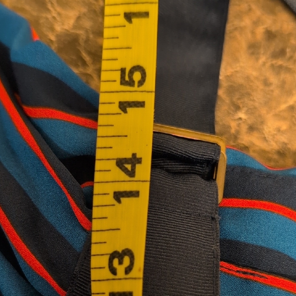 Striped And Patterned Midi Dress With Adjustable Waist Size L - Picture 9 of 10